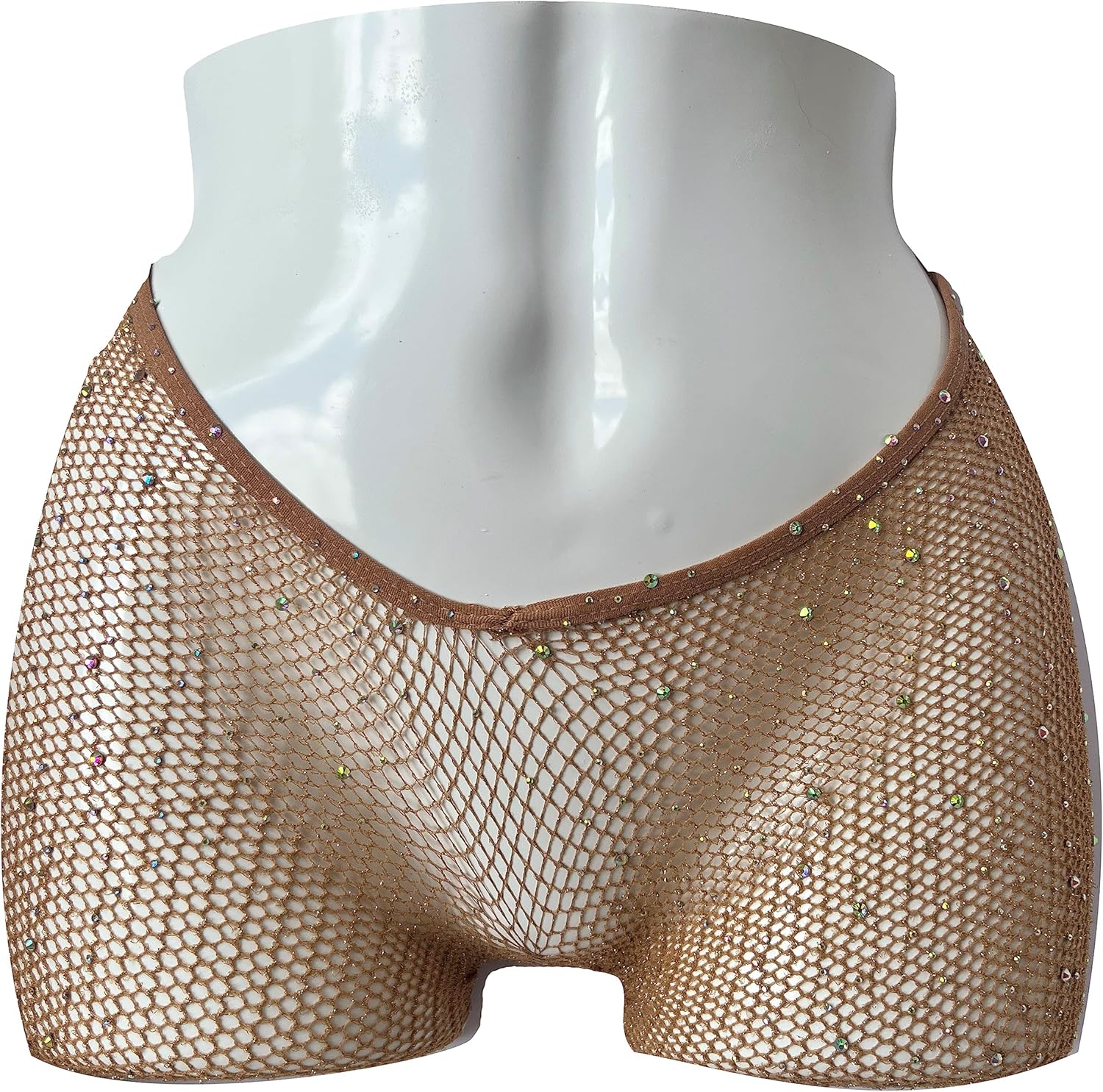 Skintone Gold Glitter Fishnet Stockings